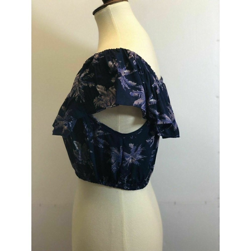 Swell Purple Floral Summer Nights Cropped Top L - Picture 6 of 8
